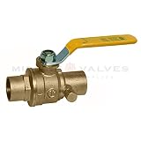 Midline Valve 627C223-NL Premium Full Port Ball Valve with Drain, Brass, 1 in. SWT x 1 in. SWT