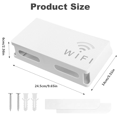 Storage Box for WiFi Router Box Router Wall Hidden Router Storage Box WiFi Router Holder Box Wall Mount Router Rack Hidden Cables Small, White