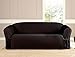 Kashi Micro-Suede Slipcover Sofa Loveseat Chair Furniture Cover (Sofa, Black)