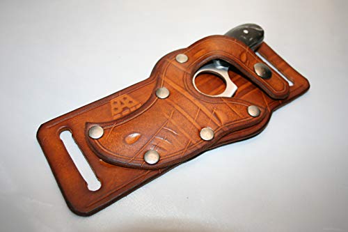 Skinning Knife With Genuine Leather Sheath - Skinner Combo - Quickdraw Holster - Concealed Carry - Finger Hole Fixed Blade 3" - Thumbnail 2
