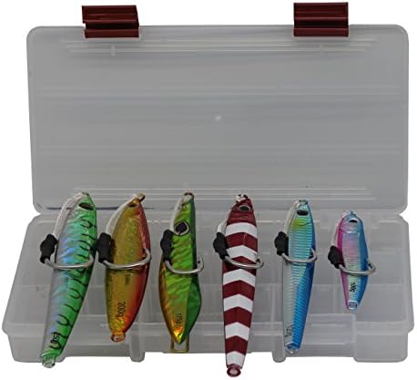 Modenpeak 6pcs Flat Fall Jigs Vertical Lead fish With Norway Hooks and Military Grade Braid Assist Cords Available 3.5oz/100g-9oz/250g Full Kit