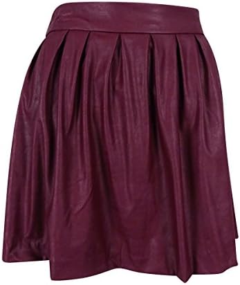 Stoosh Juniors' Faux Leather Pleated Skirt (XS, Burgundy)