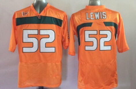 EVEBEST NCAA Miami Hurricanes LEWIS Football Jersey Orange Jersey for Adult
