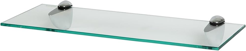 Harbour Housewares Floating Glass Wall Shelf 50cm with Silver Brackets
