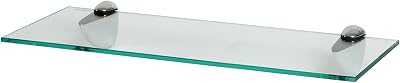 Harbour Housewares Floating Glass Wall Shelf 50cm with Silver Brackets
