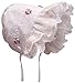 N'Ice Caps Baby Girl Fancy Double Brimmed Eyelet Bonnet (White with Pink Flowers, 6-11 Months)