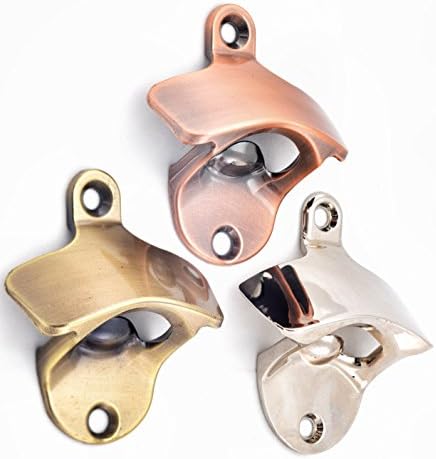 Wall Mount Bottle Opener | Antique Copper, Brass & Polished Silver | Classic Vintage [Stainless Steel] bartender’s Beer Openers, by Coolinary (3, copper brass silver)