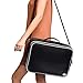 Joligrace Makeup Bag Organizer 15 Inch Professional Cosmetic Train Case 3 Layer Beauty Artist Storage Brush Box with Shoulder Strap PU Leather Designed for Home Travel or Studio Black