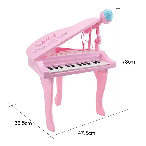 Happytime Kids Electronic Piano Muscial Toy Multi Function 25 Keys Light and Musical Instruments with Microphone MP3 Record Sing Musical Toy for Kids