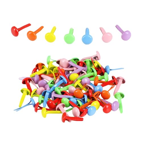 100Pcs Split Pins Multicolor Metal Brad Fasteners Round Brads Heart Brads Flower Brads for Paper Craft Scrapbooking