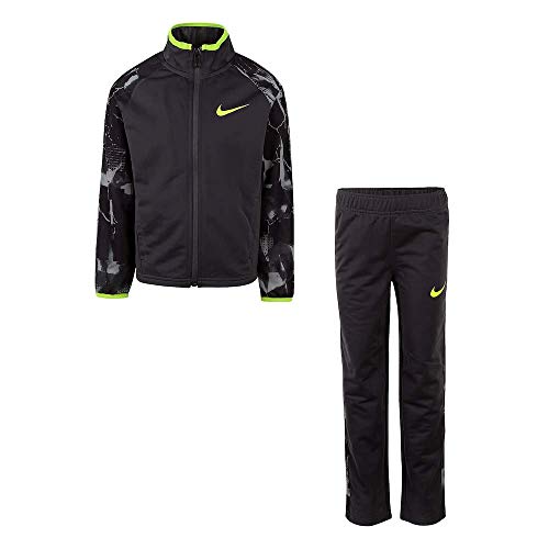 NIKE Boy`sTherma Dri-Fit 2 Piece Tracksuit (Dark Gray(86E200-Q1A)/Volt/Camo, 6)