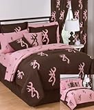 Pink Browning Buckmark 8 Pc Full Comforter Set (Comforter, 1 Flat Sheet, 1 Fitted Sheet, 2 Pillow Cases, 2 Shams, 1 Bedskirt) SAVE BIG ON BUNDLING!