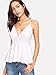 MAKEMECHIC Women's Sexy V Neck Backless Camisole Scalloped Peplum Cami Top White M