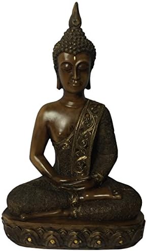 PCE11 Thai Buddha Chinese Tiny Statue Meditating Peace Harmony 12" Inch Golden/Brown
