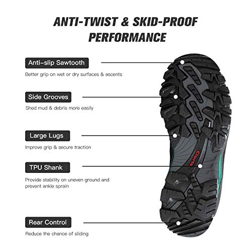 Clorts Women's Pioneer Hiking Boots Waterproof Suede Leather Lightweight Hiking Shoes Grey/Turquoise US Women Size 8.5 Medium Width