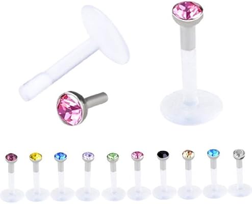 Top Plaza 10x 16ga Labret Studs Lip Piercing Jewelry Acrylic Czech