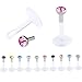 Top Plaza 10x 16GA Labret Studs/Lip Piercing jewelry/Acrylic Czech Crystal Monroe Bar Lip Tunnels for Piercing