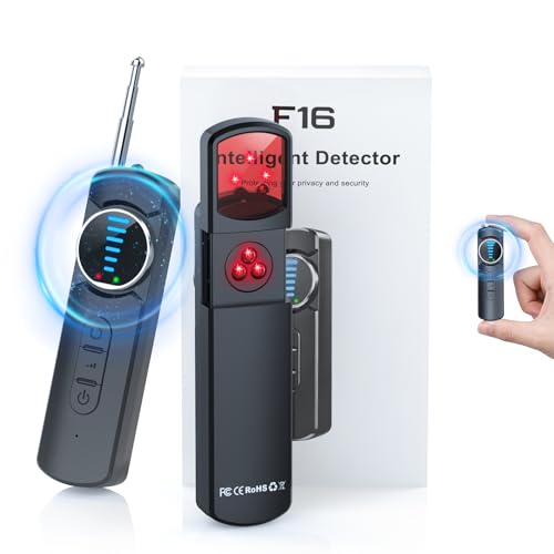 Kiangvest 7-in-1 Hidden Camera Detectors, AI Chip Anti-Spy Camera Finder, GPS Tracker & Bug Detector, Portable RF Signal Scanner for Hotel, Dressing Room, Bathrooms, Cars & Travel Security (Black)