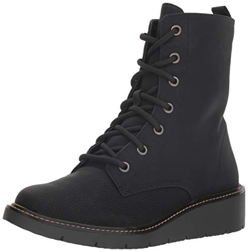 Dr. Scholl's Shoes Women's Straight Up Combat Boot, Black Pebbled, 9 M US