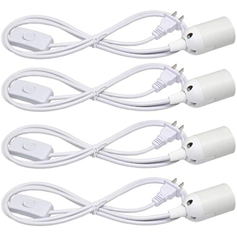 Pendant Light Sockets, 4pack Hanging Lamp For E26 / E27 Base Bulbs, 5