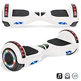 CHO Electric Self Balancing Dual Motors Scooter Hoverboard with Built-in Speaker and LED Lights - UL2272 Certified (White)