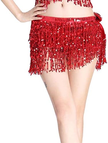Miavestar Belly Dance Hip Scarf for Women - Belly Dance Skirts with Sequin Tassel