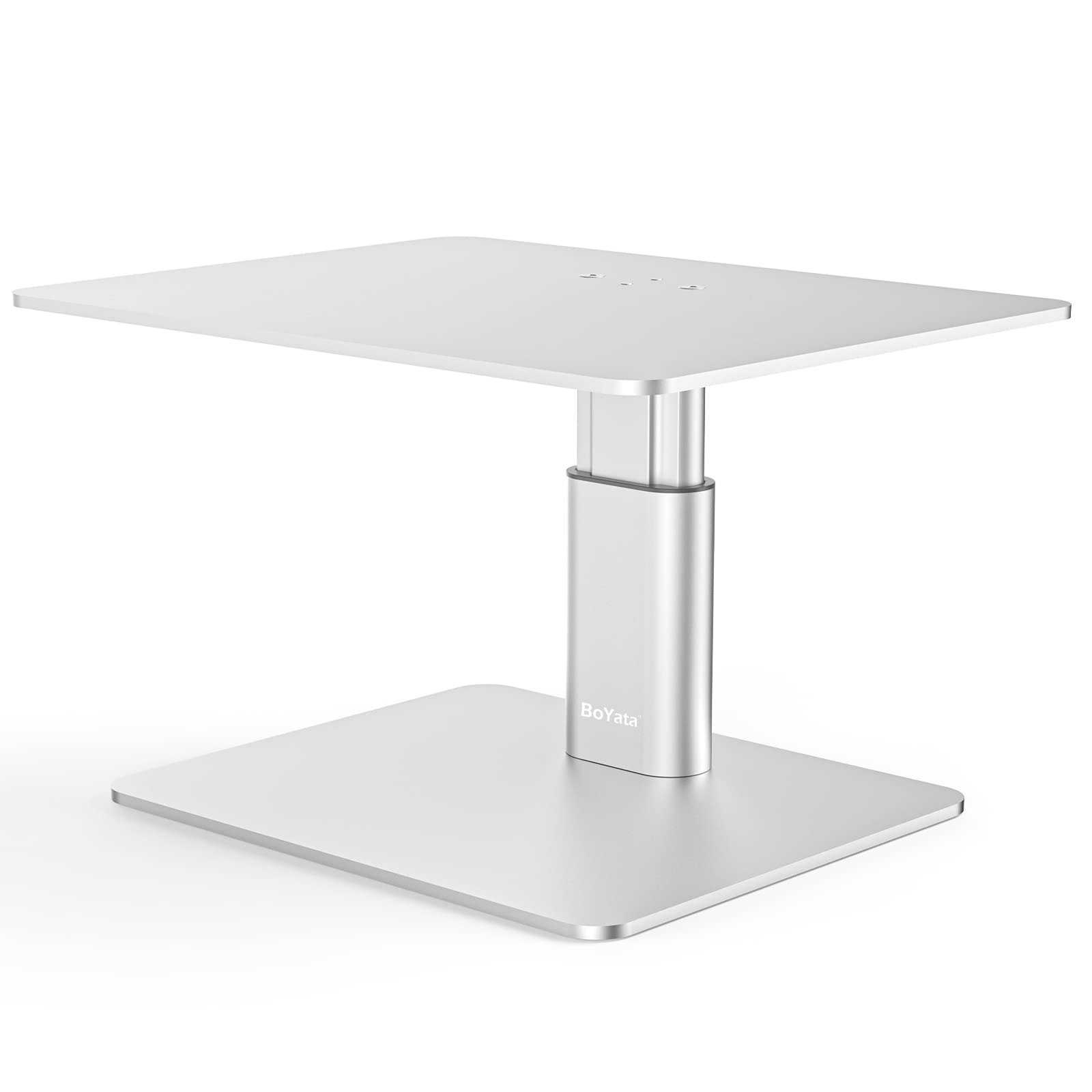 Photo 1 of BoYata Monitor Riser Stand, Adjustable Height Metal Desktop Stand Storage Organizer Compatible with TV, PC, Laptop, Computer, iMac, and All Screen Display-Silver