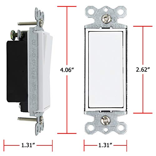image for ESD Tech Paddle Light Switch On/Off Single Pole Rocker, Decorator, Res