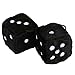 MR CARTOOL Car Fuzzy Dice,3 inch Pair Retro Square Mirror Hanging Dice, Couple Fuzzy Plush Dice Dots Car Interior Ornament Decoration (Black)