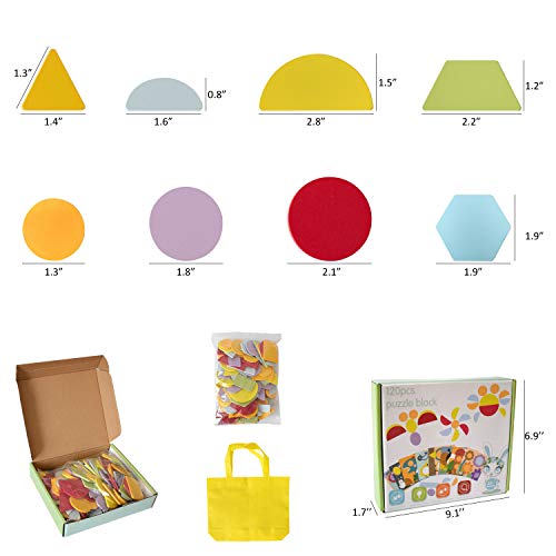 Supkiir Beginner Wooden Pattern Puzzle Blocks Educational Toy, 12 Double-Sided Scenes and 120 Pcs Colorful Blocks for Preschool or Kindergarten Kids