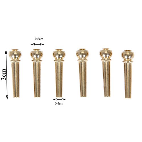 Pakala66 Pure Copper Acoustic Guitar Bridge Pin Cone,Turned String Pegs,End Pins Endpin Pack of 6