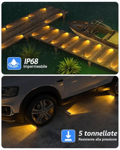 DetarZinLED Solar Garden Lights, 4 Pieces Outdoor LED Solar Light, IP68 Waterproof Outdoor LED Step Light, Warm White Outdoor Solar Lights for Stairs, Garden, Terrace, Driveway, Patio