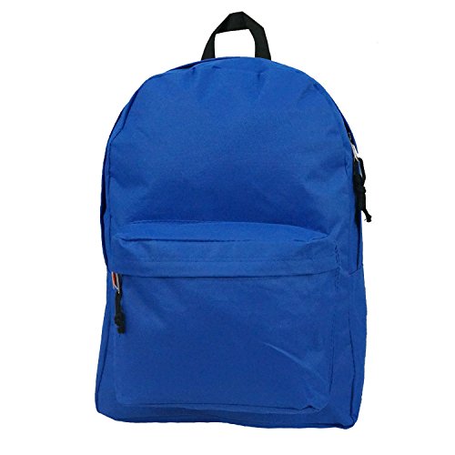 Classic Bookbag Basic Backpack Simple School Book Bag Casual Student Daily Daypack 18 Inch with Curved Shoulder Straps Royal Blue