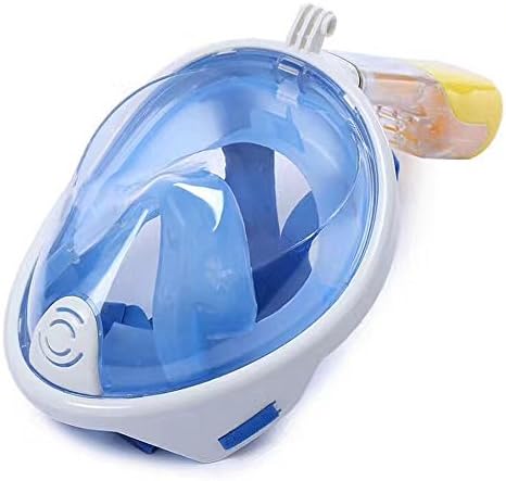 180°View Full Face Snorkel Mask Anti-fog Anti-Leak Scuba Diving Snorkeling Swimming Gear Free Breath Swim GoPro Compatiable (Blue,L/XL)