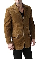 BGSD Men Robert 3-Button Leather Blazer Suede Sport