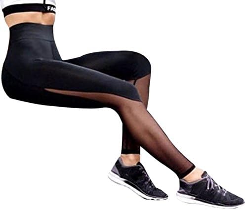 GzxtLTX Women Skinny Push Up Pants Fitness Leggings High Waist Mesh Patchwork Leggings