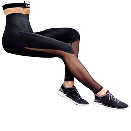 Sharondar-Donne-Fitness-Ghette-A-vita-alta-Maglia-Leggings-patchwork-Scheletrico-Push-Up-Pants