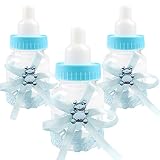 AerWo Baby Shower Favors Fillable Mini Bottle Candy Gift Box for Boy Girl Newborn Infant Baptism Christening Birthday Party Decoration (24 Packs, Blue)