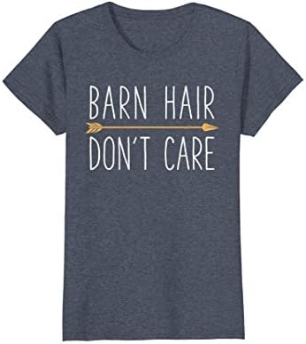 Womens Barn Hair Don't Care T Shirt I Love Horse Riding Racing Farm Large Heather Blue