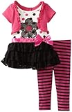 Young Hearts Baby Girls' 2 Piece Flower Polka Dot Dress And Legging