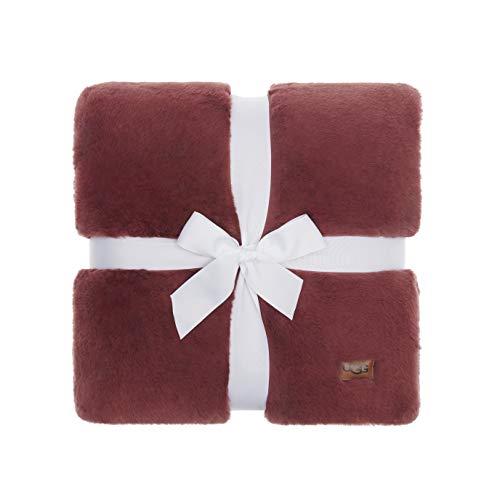 UGG Euphoria Plush Faux Fur Reversible Throw Blanket Dusty Rose