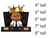 African American Boss Baby Boy Royal Prince Crown Briefcase Edible Cake Topper Cupcakes, Boss Baby Cake Cupcakes, Babies of Color Royal Prince Baby Frosting Sheet (6