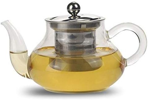 Octavius Pear Shape Small Borosilicate Glass Kettle with Removable Stainless Steel Infuser for Loose Leaf - 450 ml