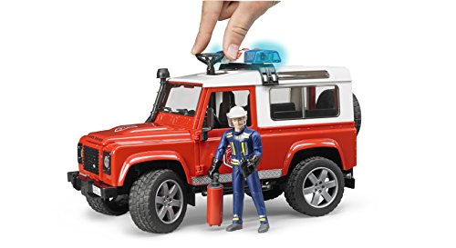 Bruder Land Rover Fire Department Vehicle with Fireman