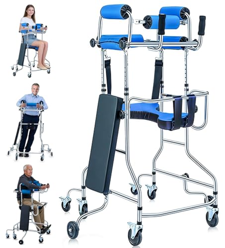 Andadera para Adulto con Asiento,Andador para Adulto Mayor Ajustable en Altura y Ancho,8 Ruedas,Acero Resistente Capacidad 220lbs,Ayuda a Caminar y Rehabilitación