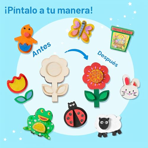 JOYIN 12 Pieces Fantasy Wooden Magnets Set, Craft Set for Kids Ages 3-12, Painting Set with Wooden Magnets for Painting, Birthday Gifts