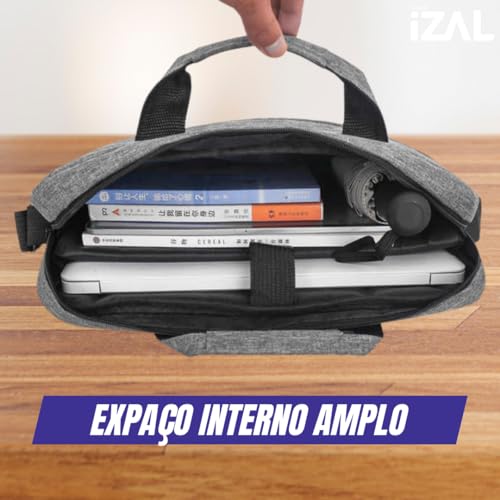 Bolsa Pasta para Notebook Maleta Executiva Impermeável Portátil | Alça Ombro e Mão Para Viagem, Trabalho, Faculdade Ideal Para o Dia a Dia Alça Transversal Unissex - Exclusividade Izal