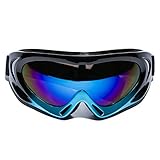 MIGAGA UV Protection Ski Goggles Adjustable Portable Motorcycle Bicycle Goggles Dustproof Scratch-Resistant CS Army Tactical Military Windproof Snowmobile Eyewear Outdoor Riding Glasses Black&Blue