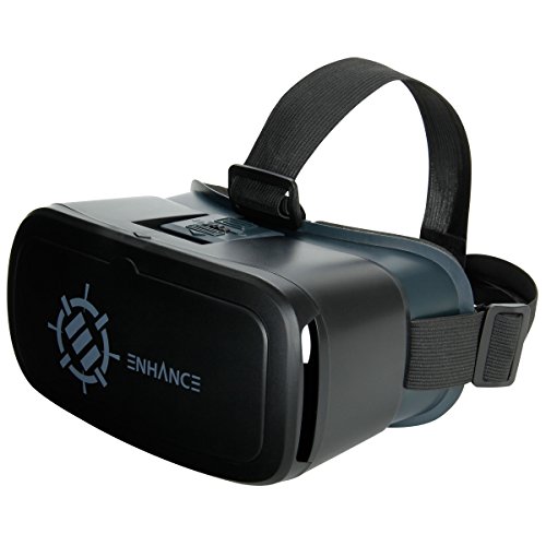 Virtual Reality Headset by ENHANCE - VR Headset for Smartphone with Comfort Nose-Padding and Head Strap, Adjustable Object and Pupillary Distance - Works w/ Google Cardboard Apps, Samsung Apps & More