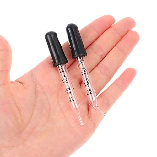 Eye Dropper For Essential Oils, Pipettes Dropper With Black Rubber Head, Calibrated Thick Glass